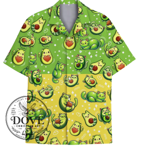 Cute Avocado Kitty Hawaiian Shirt