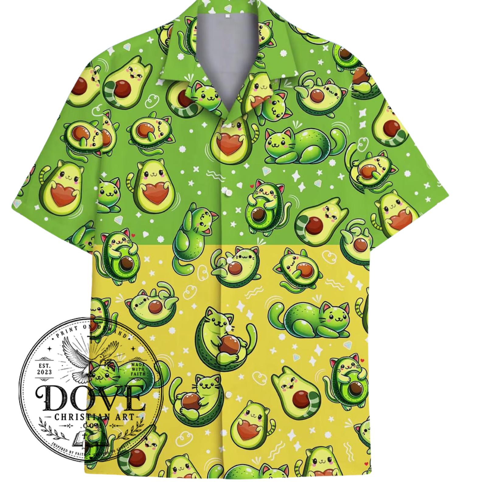 Cute Avocado Kitty Hawaiian Shirt