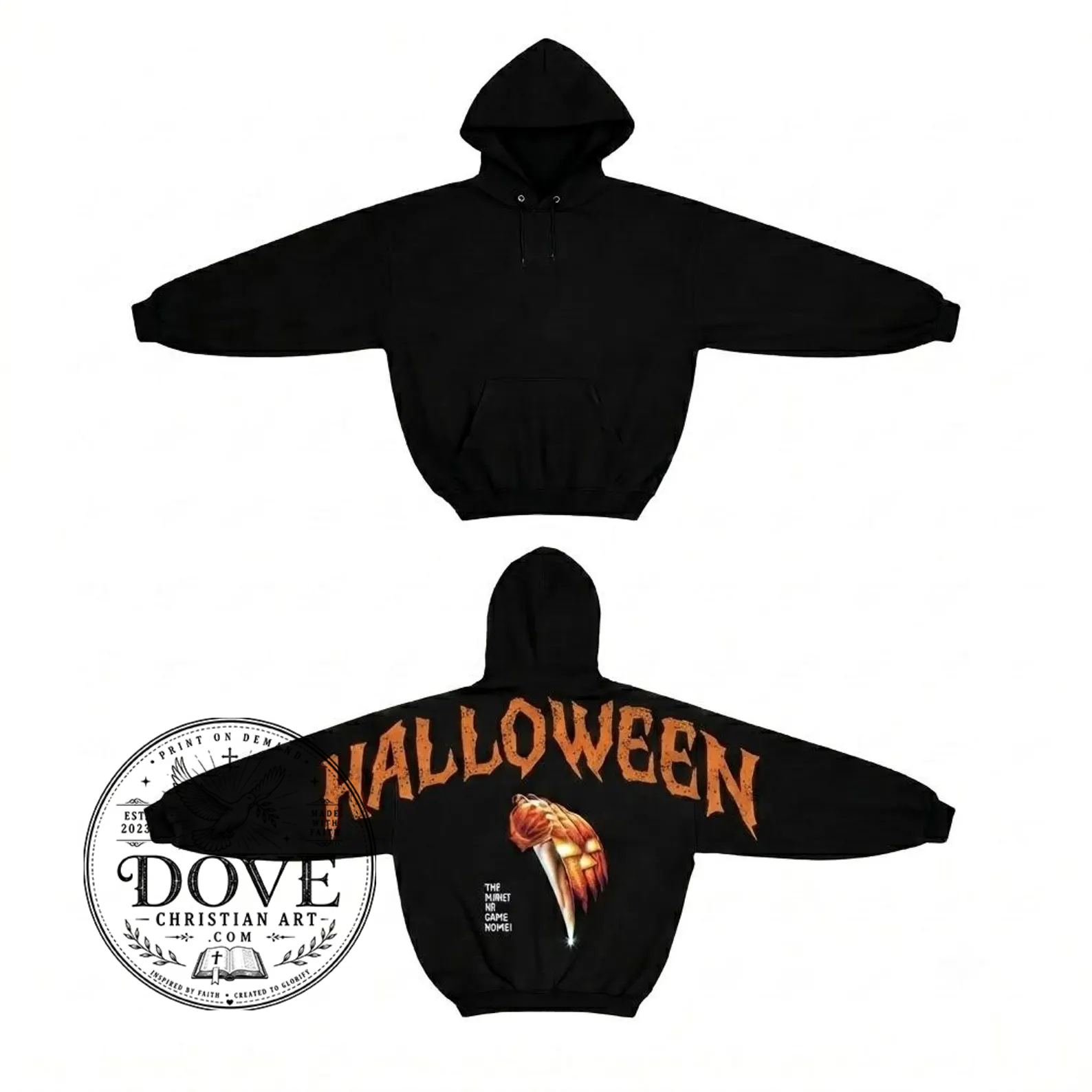 Shoulder-to-Shoulder Print On The Back Halloween Hoodie