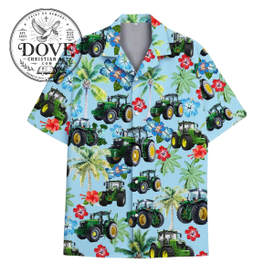 Farm Tractor Hawaiian Shirt, Tropical Farming Aloha Button Up