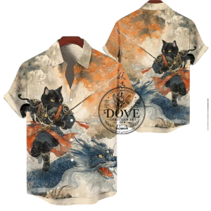 Samurai Ninja Cat Hawaiian Shirt
