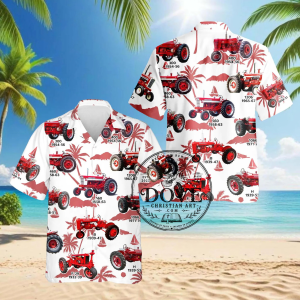Farm Tractor Hawaiian Shirt, Vintage Agriculture Aloha Shirt