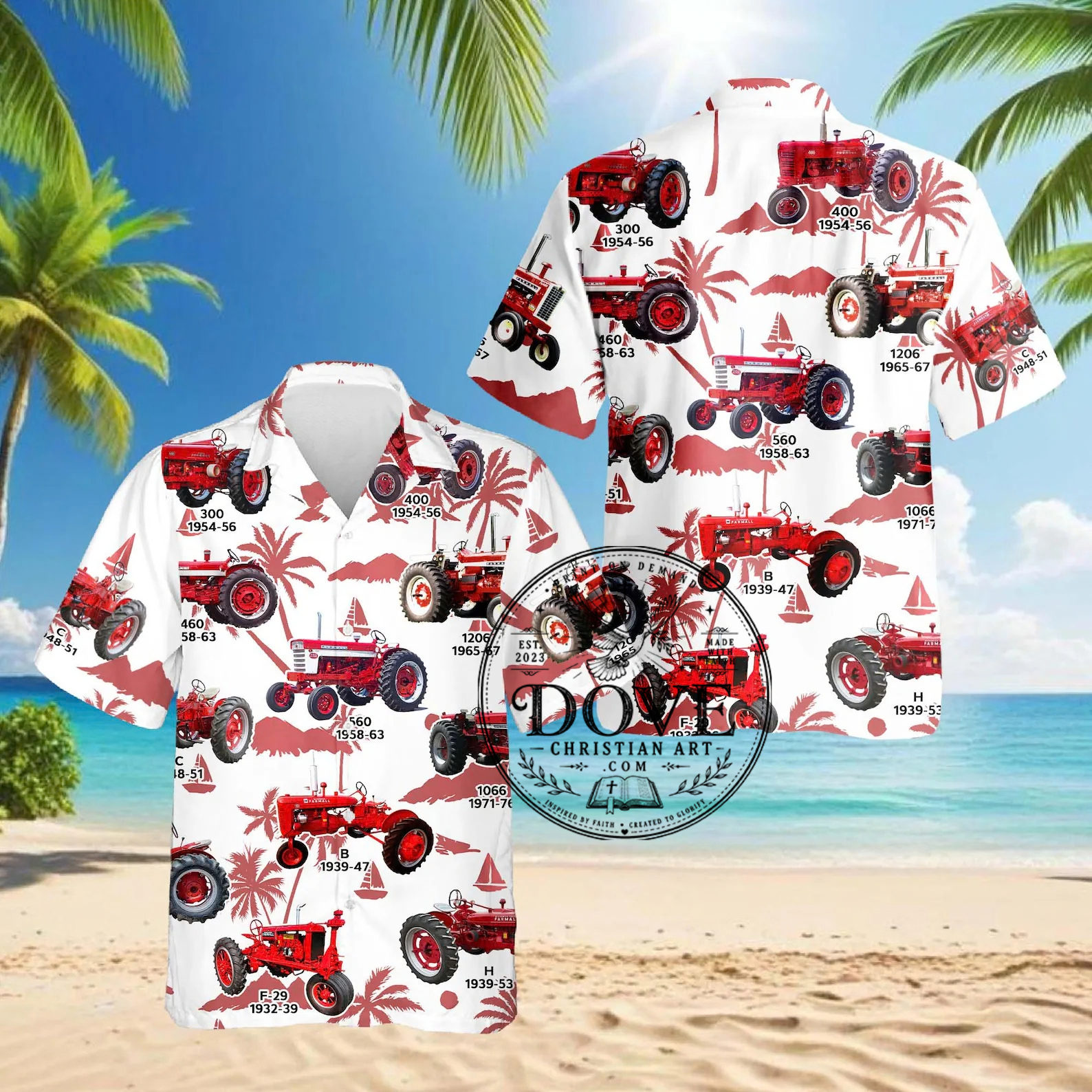 Farm Tractor Hawaiian Shirt, Vintage Agriculture Aloha Shirt